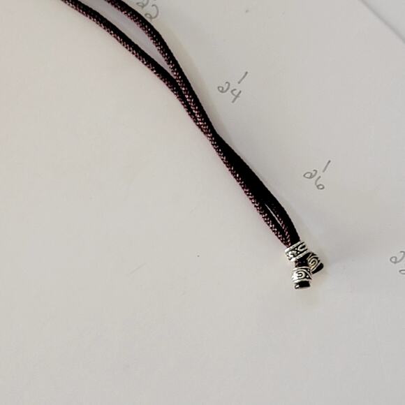 Handmade Red Bead Pendant Necklace Gold Accent Dark Brown Cord Adjustable Style - Picture 10 of 10